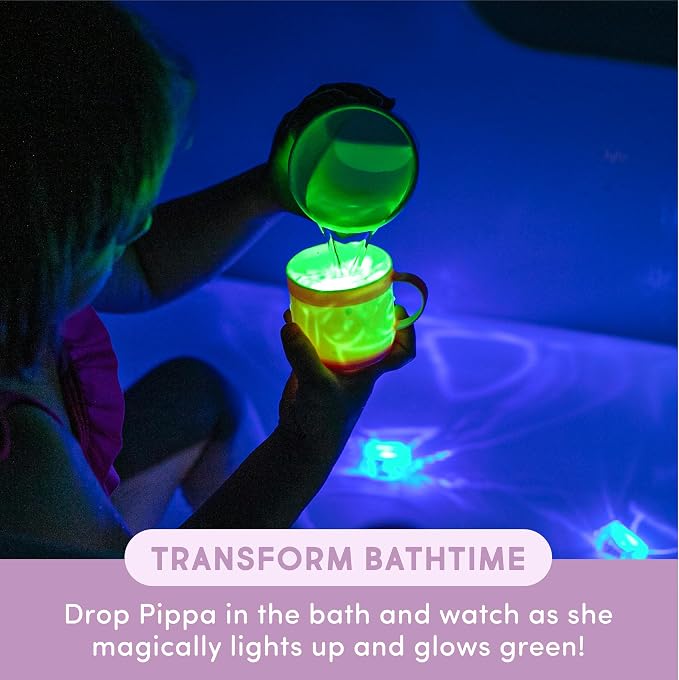 Glo Pals Pippa Bath & Bedtime Bundle - Light Up Bath Toy with 1 Interactive Book, 2 Light Cubes & 1 Magic Magnifier - Toddler Bath Toys Set with Storybook Character - Educational Kids Bath Time Fun