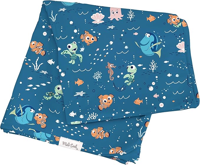 Milk Snob Disney Pixar Infant Boy/Girl Swaddle Blanket, Soft Receiving, Security and Play, Perfect for Summer, Toddler Infant Newborn Bedding, Baby Shower, Baby Registry Gift (Finding Nemo)