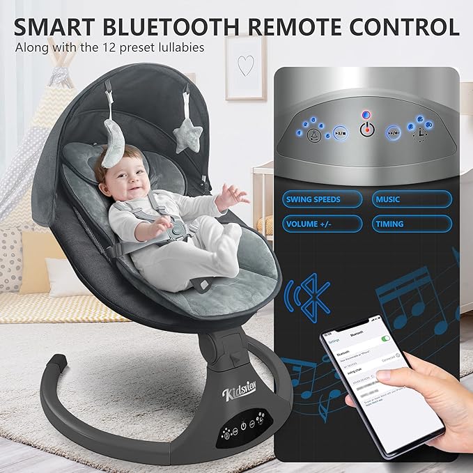 Baby Swings for Infants | Electric Bouncer for Babies,Portable Baby Swing for Newborns,5 Speeds,3 Seat Positions