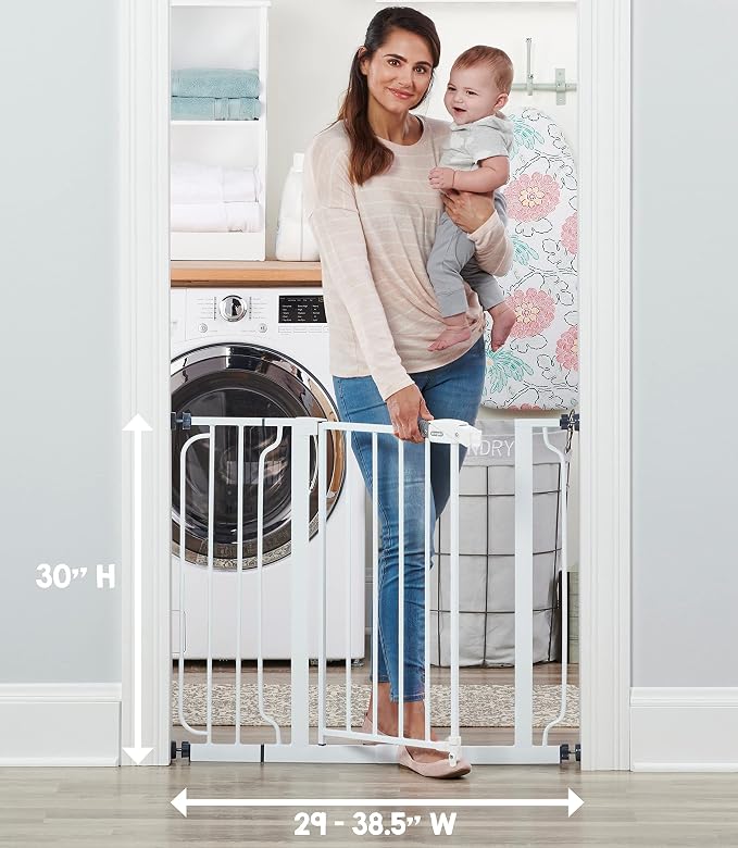 Regalo 2-in-1 Stairway and Hallway Wall Mounted Baby Gate, Bonus Kit & Easy Step 38.5-Inch Wide Walk Thru Baby Gate, Includes 6-Inch Extension Kit, Pressure Mount Kit, Wall Cups and Mounting Kit