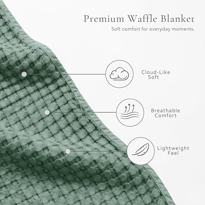 Konssy Waffle Baby Blanket - Soft & Cozy Nursery Swaddle Blanket, Lightweight Toddler Throw for Boys & Girls, Ideal for Wrapping(Green)