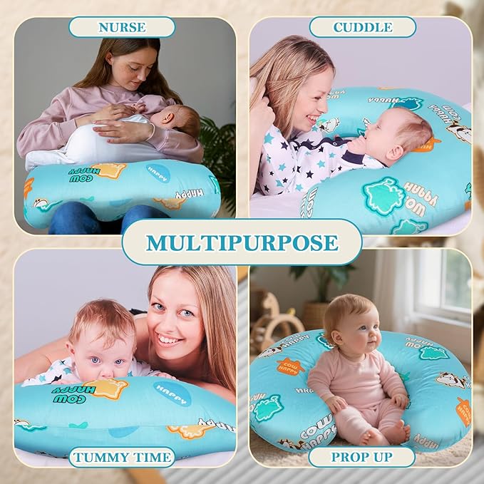 Nursing Pillow & Breastfeeding Pillow ??Ergonomic C-Shape for Breastfeeding & Bottle Feeding, Standard Size Breathable with Washable Cover, Hypoallergenic,Tummy Time & Sitting Support ( 0-12Months)