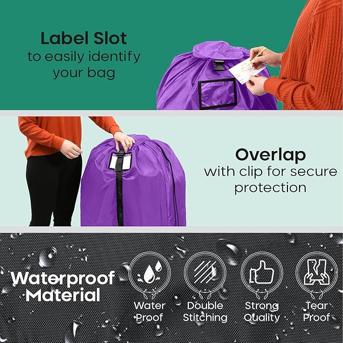 reperkid Large Stroller Bag for Airplane Travel, Purple, 47" H x 24" W x 15" D, Fits Most Large, Single, Double, Jogging Strollers ??Premium Waterproof Cover, Adjustable Shoulder Straps