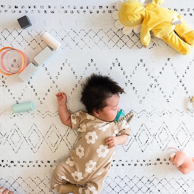 Little Landings Baby Play Mat for Floor - Boho (6x8ft) - Premium EVA Foam Play Mat for Babies & Toddlers (Ages 0-5+) - Non-Toxic Playmat for Tummy Time, Crawling & Playroom - Stylish & Comfortable