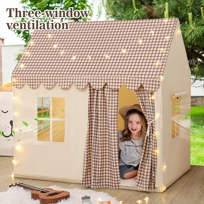 SweHouse Kids Play Tents for Toddlers: with Star Lights, Padded Mat - Indoor Playhouse Tents - Boy Girl Play House Toys for Birthday Gifts