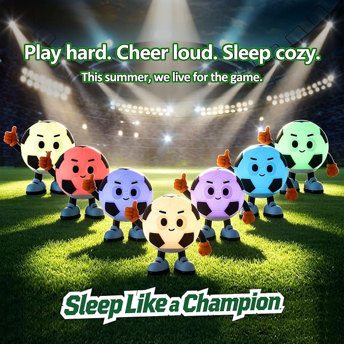 Soccer Gifts for Boys Girls, Soccer Night Light，Soft Silicone with Touch Control, 7 RGB Colors, Auto-Off, Dimmable, Rechargeable 1200mAh, Teen Kids Sports Fan Birthday Gifts (Classic)