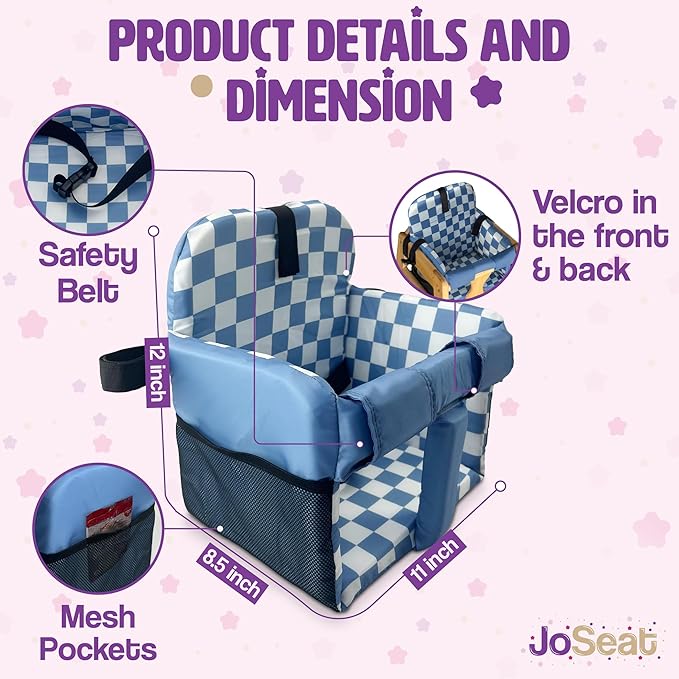 Shopping Cart Seat Cover for Baby, High Chair & Grocery Seat Protector, Padded Chair Covers for Restaurant Seats, Unisex Machine Washable Grocery Cart Liner & Swing Insert ??Blue Checkered