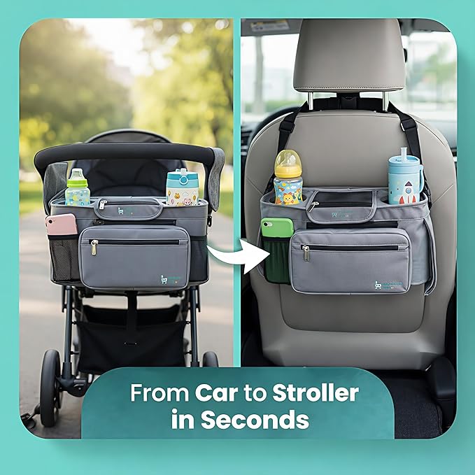 Stroller Caddy with Cup Holder ??Universal Waterproof Stroller Organizer with Cup Holder for Instant Access & Hands-Free Convenience, Ideal for Travel, Daily Walks & Car Use, for Busy Parents.