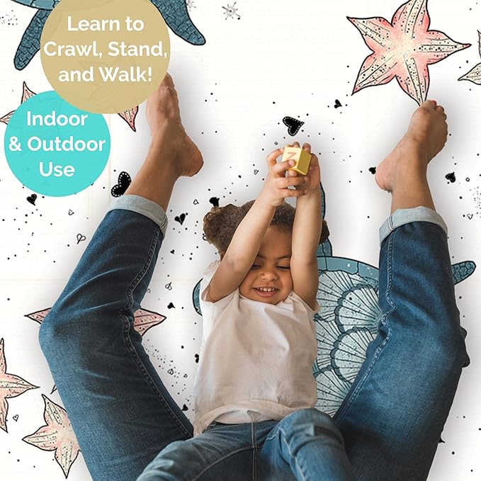 JumpOff Jo Foldable Foam Play Mat ??Large Waterproof Baby & Toddler Activity Floor Mat, Double-Sided 70 x 59 Inch Play Surface