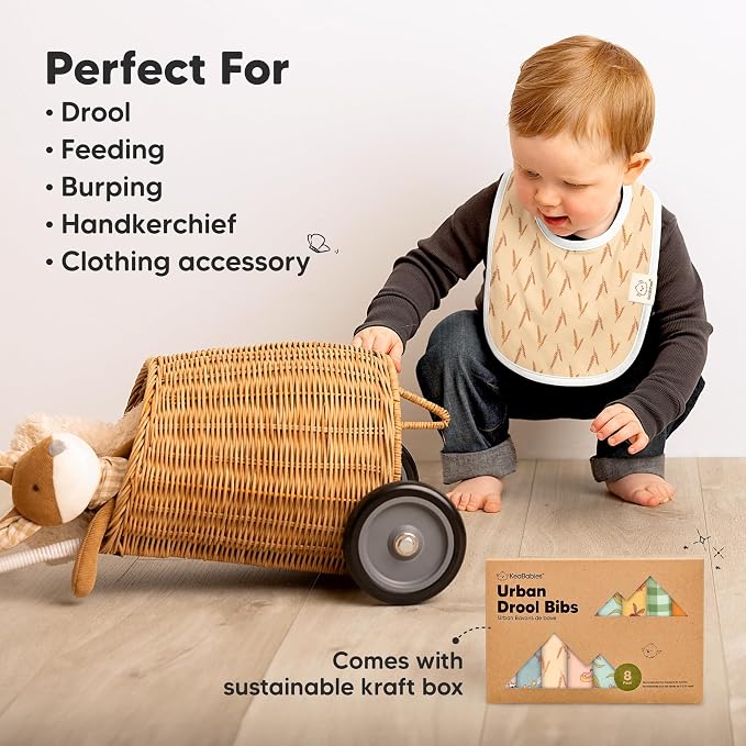 8-Pack Organic Baby Bibs for Boys, Girls - Soft Cotton Drooling and Teething Bibs for Baby Girl & Boy, Extra Absorbent, Easy To Clean & Put On for Toddler, Newborn, Infant 0-24 Months (Countryside)