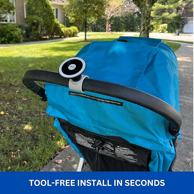 Maxby Stroller Phone Holder, MagSafe Compatible Magnetic Phone Mount for Stroller Handlebar, Snap On Clamp Installs in Seconds, 360 Rotation, Fast Attach & Detach