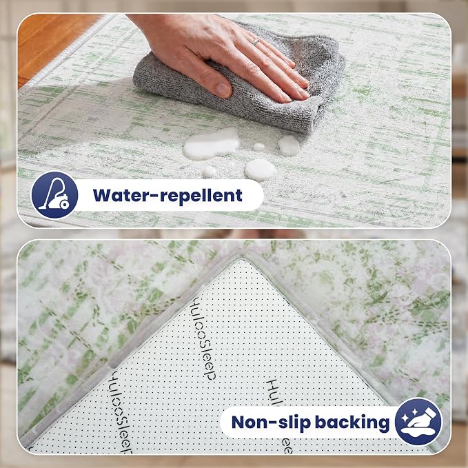Huloo Sleep Baby Play Mat for Floor - 79x158 Inches 1.3" Thick Elasti-Foam Playpen Mat for Toddlers Infant Kids, Water-Repellent Nursery Rug, Non-Slip Backing for Crawling & Tummy Time, Grey Wash