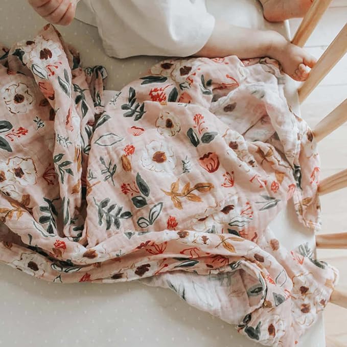 Little Unicorn Premium Cotton Swaddle Baby Blanket | Breathable Fabric | for swaddling, Play, Nursing & More (Vintage Floral)
