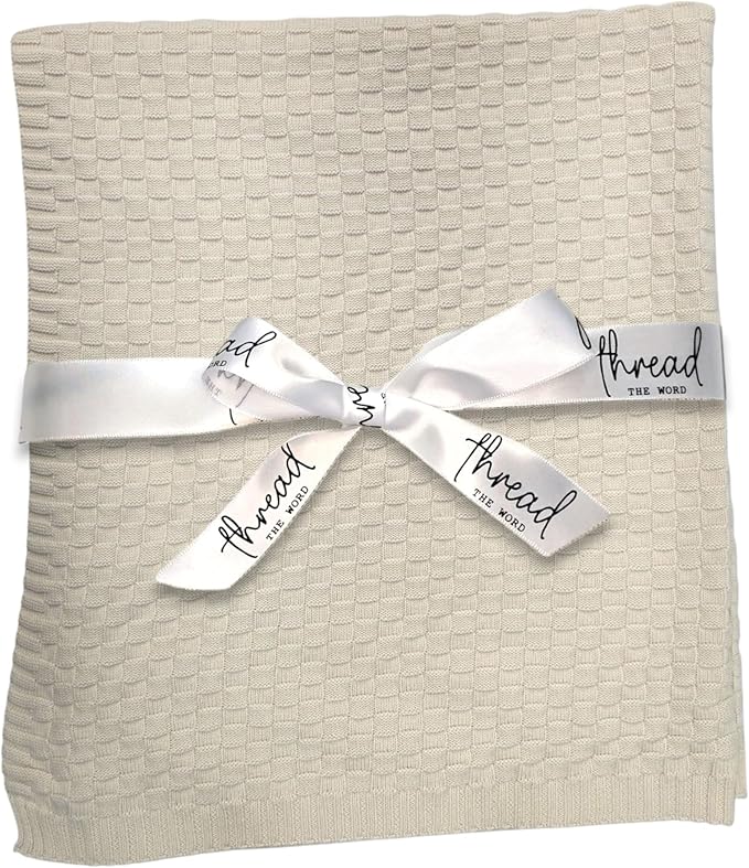 The Waffle Blanket - 100% Organic Cotton Baby Blanket, American Made, 30x40in - Bassinet, Crib, Stroller - Gift Registry Baby Shower for Newborns and Kids (Cream)