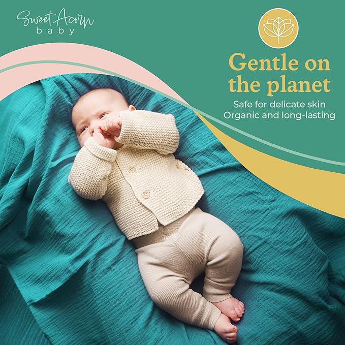 Muslin Swaddle Blanket ??Soft Cotton Muslin Baby Blanket for Newborns, Infants, and Toddlers, All-Season Comfort Baby Essential - Green and White