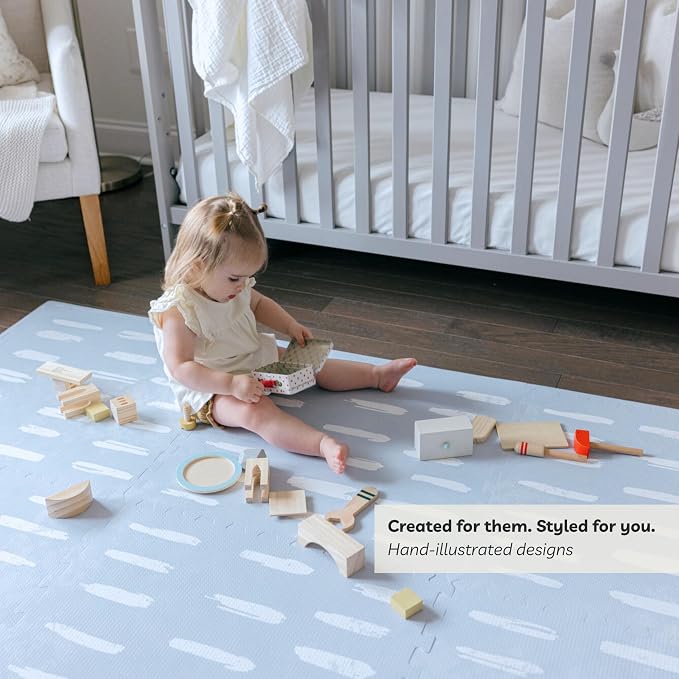 Little Landings Baby Play Mat for Floor - Shoreline (6x8ft) - Premium EVA Foam Play Mat for Babies & Toddlers (Ages 0-5+) Non-Toxic Playmat for Tummy Time, Crawling & Playroom - Stylish & Comfortable