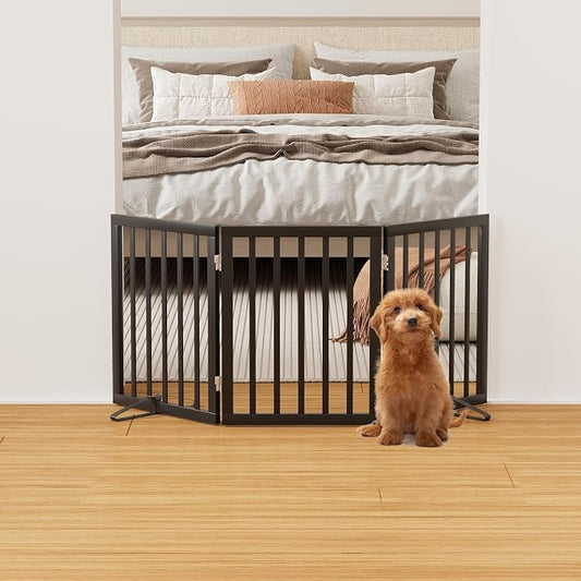 Black 18-55" Foldable Pet Gate for Stairs & Doorways, Puppy Gate Fence
