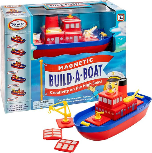 Popular Playthings Magnetic Build-a-Boat High Seas Play Set, Waterproof Floating Bath Toddler Toys, Gifts for Kids Ages 3 & Up - 10 Pieces
