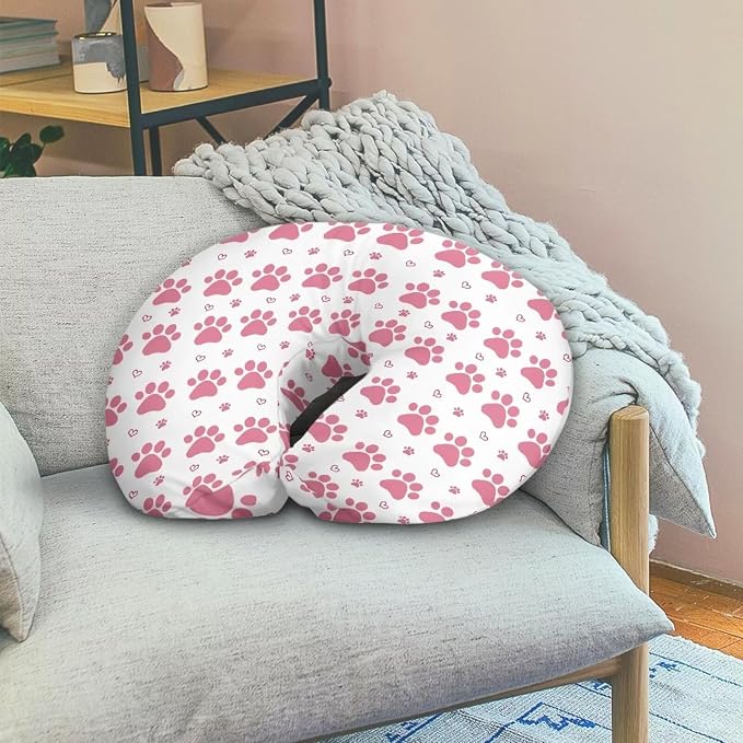 Pink Paws Nursing Pillow Cover for Infant Snug, Breastfeeding Pillow Slipcover for Baby Girls/Boys, Soft Snug Fits On Newborn Feeding Pillow Case