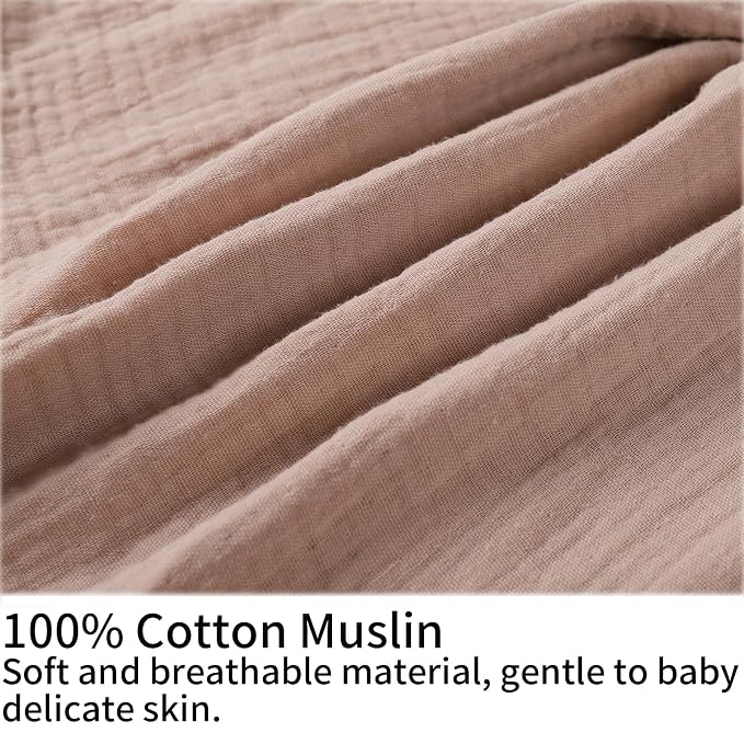 Onacosht Muslin Nursing Pillow Cover Soft 100% Cotton Feeding Pillow Slipcover Fits Standard Infant Nursing Pillow for Boy and Girl, Blush