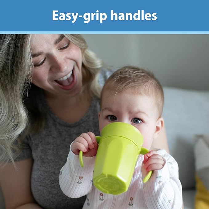 Dr. Brown's Milestones Cheers 360 Cup Spoutless Transition Cup with Handles for Easy Grip and Leak-Free Learning, 7 oz/200 mL, 6m+ (Pack of 2)
