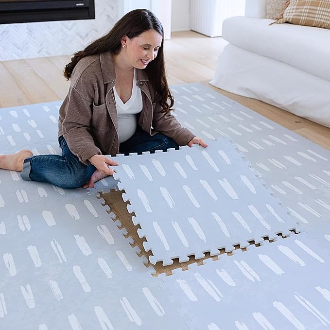 Little Landings Baby Play Mat for Floor - Shoreline (6x6ft) - Premium EVA Foam Play Mat for Babies & Toddlers (Ages 0-5+) Non-Toxic Playmat for Tummy Time, Crawling & Playroom - Stylish & Comfortable