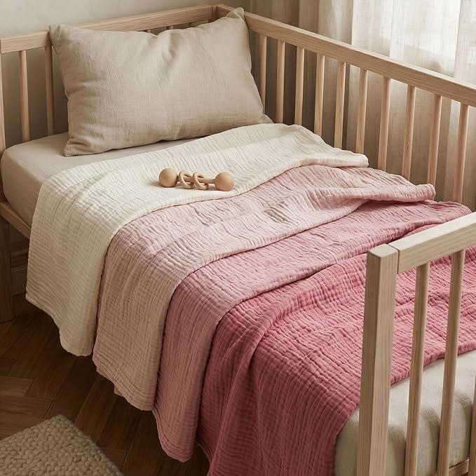 Muslin Swaddle Blankets for Newborn, 4 Pack Breathable Soft Receiving Blanket, Large 38 x 40 inches Swaddle Wrap Burping Clothes, Essentials Infant Shower Items, Toddler Gift (Sweet Pink)