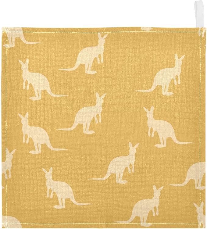 vvfelixl Baby Muslin Washcloths Kangaroo Australia Animals Baby Burp Cloths Cotton Baby Face Towel for Newborn Infants Boys Girls Soft and Absorbent 11.8 X 11.8 in, 3 Pack