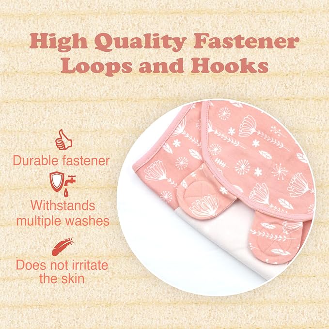Swaddles for Newborns – 3-Pack Infant Swaddles 0-3 Months – Adjustable Swaddle Sleep Sack – Soft Organic Cotton Baby Wrap for Safe & Cozy Sleep (Rose Pink)