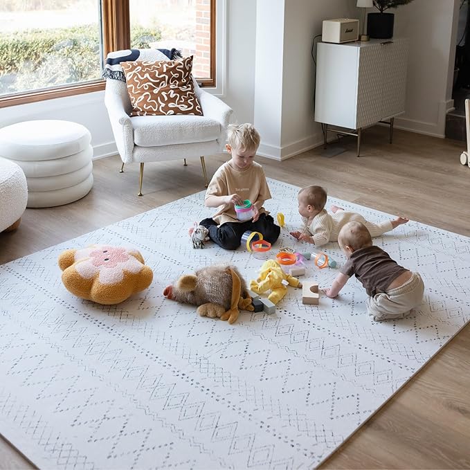 Little Landings Baby Play Mat for Floor - Boho (6x6ft) - Premium EVA Foam Play Mat for Babies & Toddlers (Ages 0-5+) - Non-Toxic Playmat for Tummy Time, Crawling & Playroom - Stylish & Comfortable