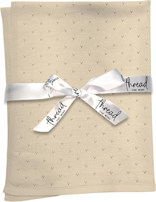 The Heirloom Blanket - 100% Organic Cotton Baby Blanket, American Made, 30x40in - Bassinet, Crib, Stroller - Gift Registry Baby Shower for Newborns and Kids (Oat)