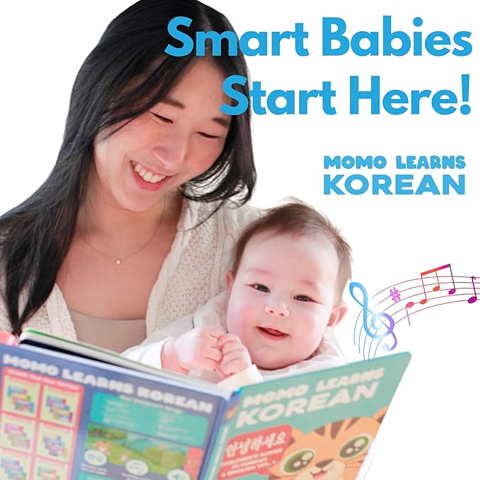 Vol. 1 ??Interactive Sound Board Book for Toddlers 1-3, Bilingual English & Hangul Songs & First Words, Talking Musical Learning Toy and Gift for Babies & Kids