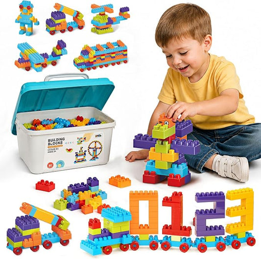 Building Blocks for Toddlers Set, 200 PCS STEM Construction Toys for Toddlers 3+, Interlocking Preschool Learning Educational Gift for Creative Play, Fine Motor Skills, Indoor Outdoor Travel