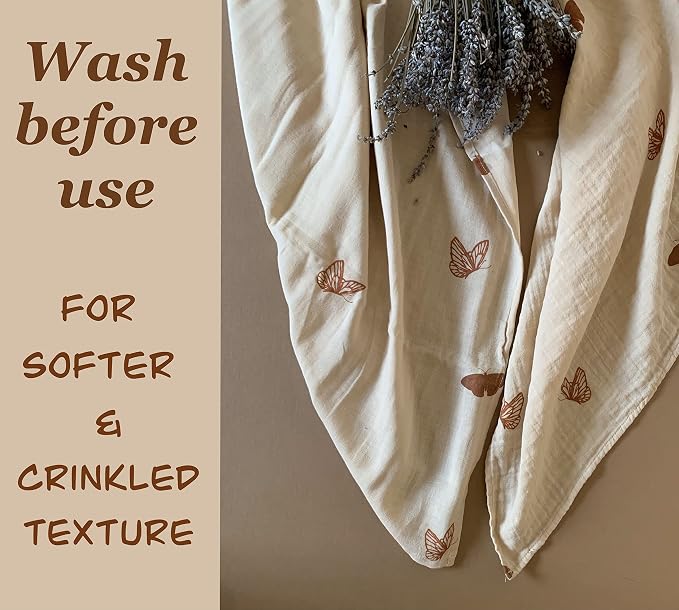 Leyl&Ari Muslin Baby Swaddle Blanket | 100% Organic Receiving Wrap (Boho Butterflies)