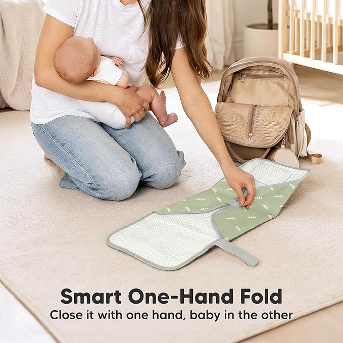 KeaBabies Portable Changing Pad for Baby, Travel ??26 x 21 Wipeable, Waterproof, Foldable Baby Diaper Changing Mat for Diaper Bag, Caddy, Car, Bed, Newborn, Compact Changer Mat Station (Acacia)
