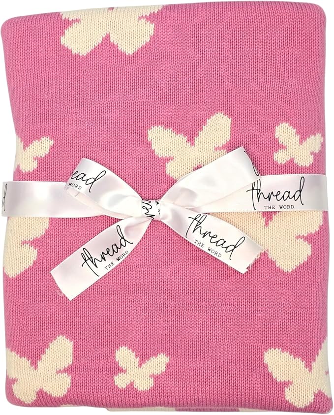 The Butterfly Blanket - 100% Organic Cotton Baby Blanket, American Made, 30x40in - Bassinet, Crib, Stroller - Gift Registry Baby Shower for Newborns and Kids