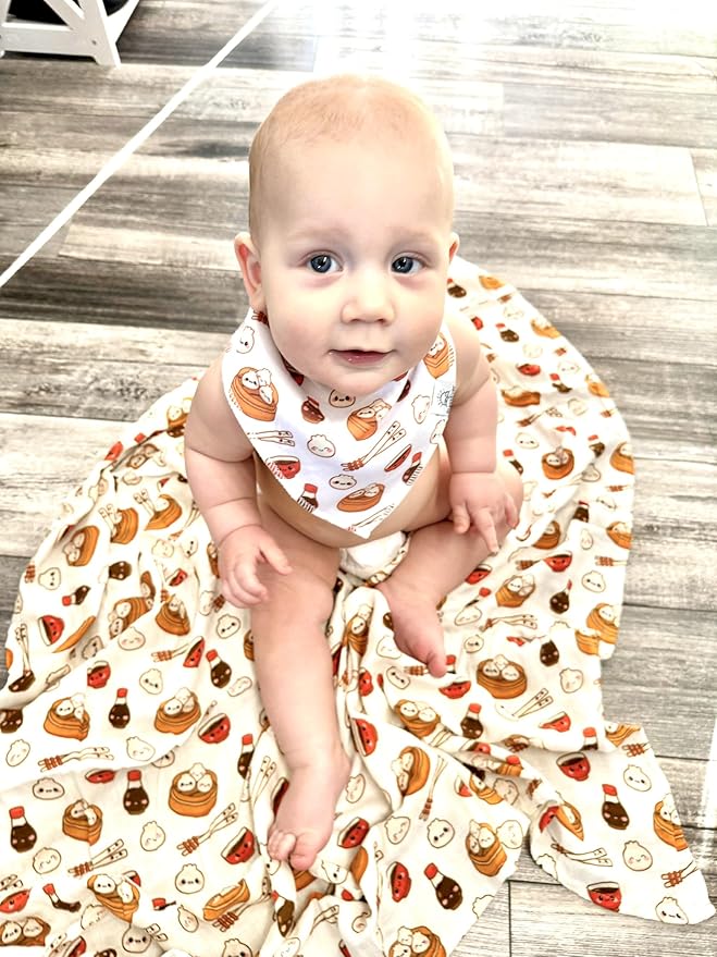 Muslin Swaddle Blanket for Unisex, Soft Breathable and Skin-Friendly Baby Swaddles for Boys & Girls, Newborn Receiving Blanket, Dumpling Bao Blankets Babies, Kawaii Large 42 x 47 inches