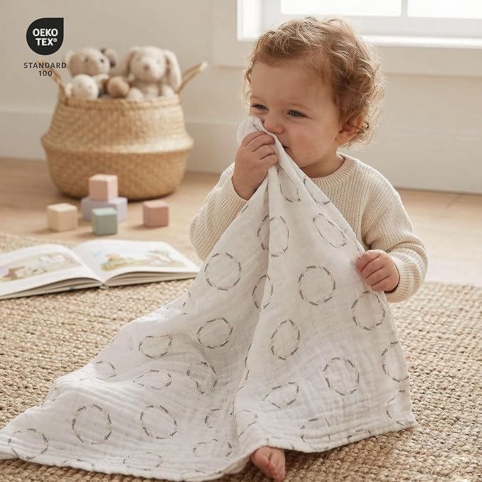 GLLQUEN BABY Receiving Blanket Boy Cotton Muslin Swaddle Blankets Girl Newborn Squares Breathable & Soft Thin Baby Blankets Cloths Double Absorbent Infant Swaddling Wrap - 6 Pack (Christmas Bear)