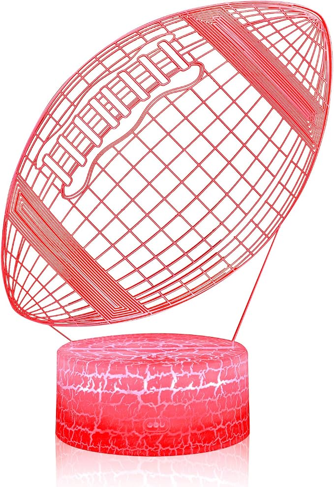 Rugby Night Light,3D Illusion Football Lamp for Kids Sprot Fans with 16 Colors Changing Remote Control&Smart Touch Bedroom Decor Lamp Holiday Xmas Birthday Gift