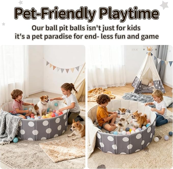 40Inch Kids Ball Pit, Foldable & Portable & Reusable Balls Pool for Toddlers,Playpen/Fence for Baby, Play Pool for Dog, Indoor & Outdoor Use, Oversized