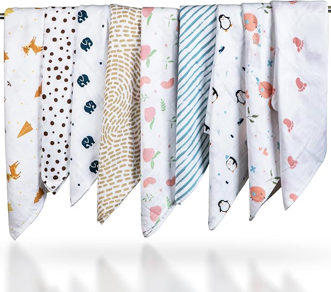 BabySparrow Muslin Swaddle Blankets 3-Pack – Pink Bird 47x47 Cotton Baby Swaddles for Newborns, Soft Breathable Receiving Blankets & Newborn Essentials, for Girls & Boys