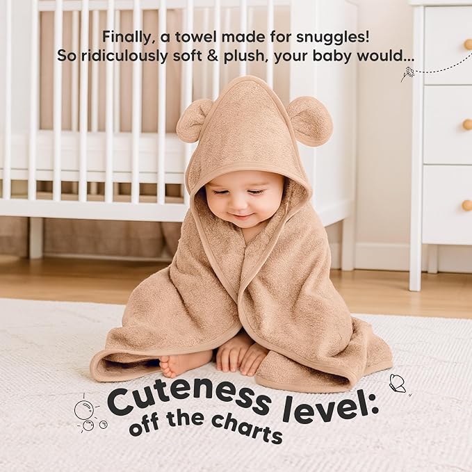 KeaBabies 2-Pack Hooded Baby Towels for Newborn and Baby Hair Brush and Comb Set - 100% Soft and Absorbent for Newborns, Infant, Wooden Kids Brush with Soft Goat Bristle
