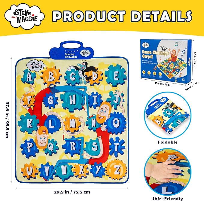 Steve and Maggie Baby Musical Toys for 1 Year Old, Alphabet Music Mat for Toddlers 1-3, ABC & Phonics Play Mat with 26 Songs, Educational Toddler Toys, Birthday Gifts for Boys Girls 1 2 3 4 5 Year Old