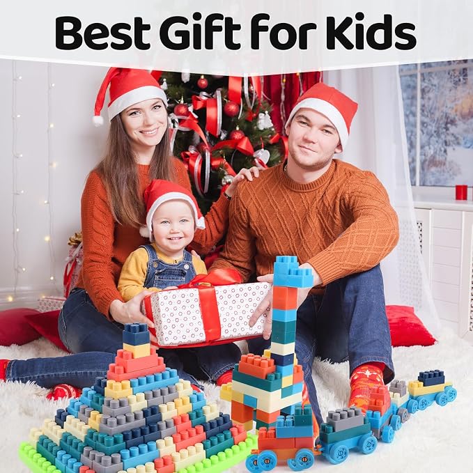2026 Latest 200 PCS Morandi Building Blocks for Toddlers Ages 3+, Big Bricks Set with Baseplate, STEM Educational Toys for Kids, Compatible Style 200psc+1board Morandi