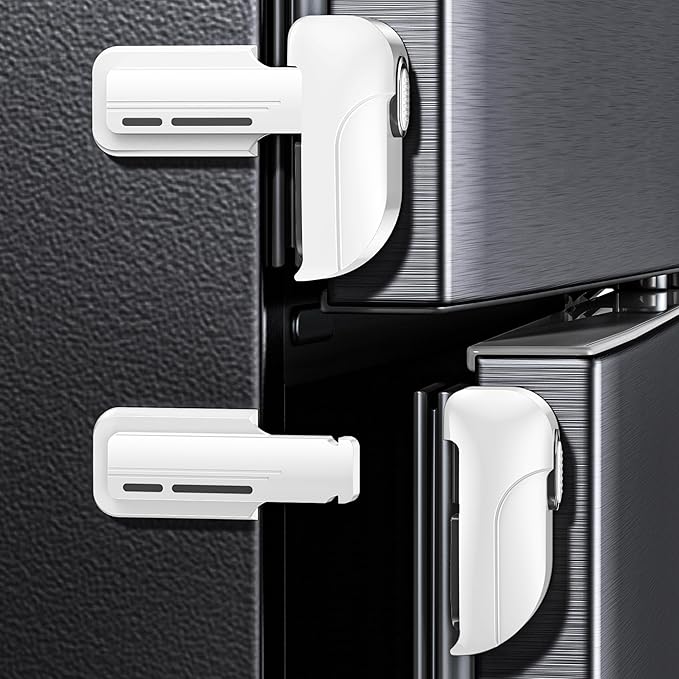 2 Pack Fridge Locks, Refrigerator Door Lock for Kids Baby Safety, Durable ABS Child Proof Freezer Latch to Keep Door Closed, Easy Install Child Lock for Fridge, No Tools Need or Drill