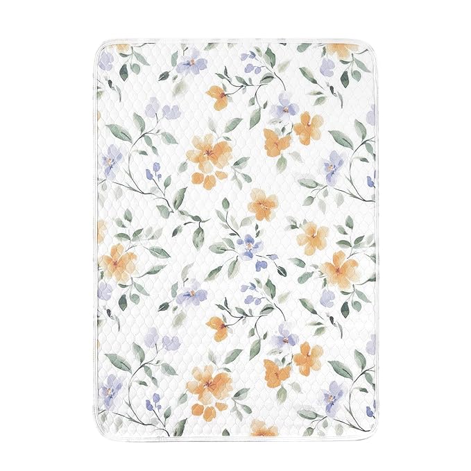 TILLYOU Waterproof Changing Pad Liner, 100% Cotton Washable and Reusable Cloth Diaper Liner, 19.7?�Ã?7.5?? 1 Pack, Flower Whispers