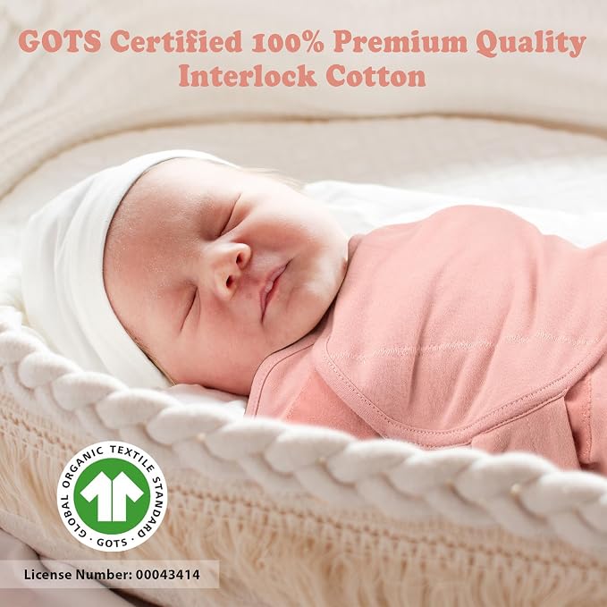Newborn Swaddle Sleep Sacks - Infant 0-3 Months, Swaddles for Newborns Baby Girls Boys, 100% Organic Cotton Nursery Swaddling Blankets (3-Pack)