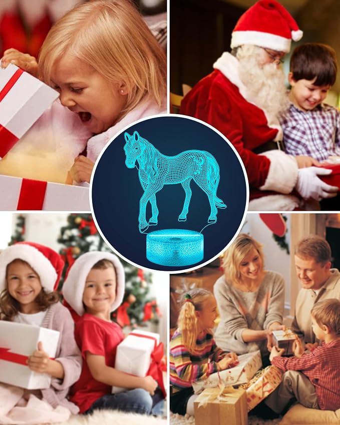 Attivolife Horse Night Light, Animal 3D Illusion Night Lamp 16 Color Changing with Remote Control Timer, Room Decor Best Birthday Gifts for Horse Lover Girls Women Teen