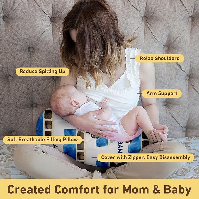 Dyoart Baby Nursing Pillow Cover, Personalized,Ultra Soft Snug Fits On Infant,Breastfeeding Pillow Slipcover for Bottle Feeding,Custom Gift for Boys Girls(one Size)