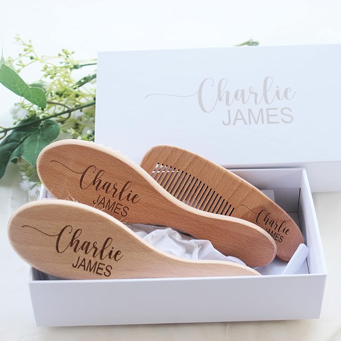 Baby Hair Brush | Personalized Baby Gifts | Wooden Brush | Cradle Cap | Boy Gifts | Girl Gifts